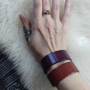 Vintage 1930's Cuff Bracelets - Purple & Maroon